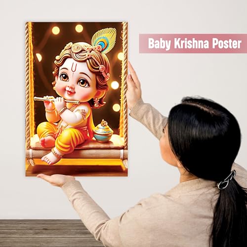 Image of Twinster Bal krishna Posters Photo for Pregnant Women, Baby Poster Self Adhesive (Size 45 cm by 30 cm) Pack of 1 (Design 22)