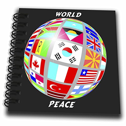 3dRose db_38913_3 World Peace Globe with All Country's Flags-Mini Notepad, 4 by 4"
