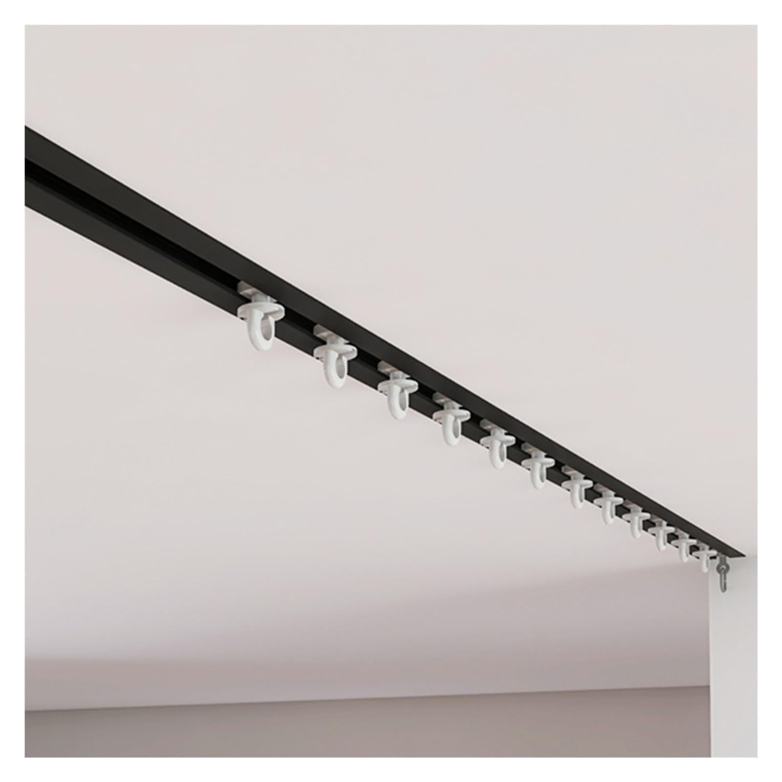 ZJKXJH Hidden Curtain Rod Rail Ceiling Mount Cuttable, Recessed Windows Curtain Track Set Room Divider, Invisible Straight Sliding Curtain Pole System, Custom Size(Black,6.5ft/198cm)