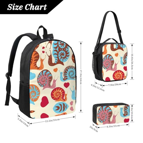 Sac à dos imprimé escargot EdWal avec trousse et sac repas 3 pièces