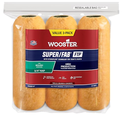 The Wooster Brush Company RR929-9 Super Fab FTP Roller Cover 3/4-Inch Nap, 3-Pack
