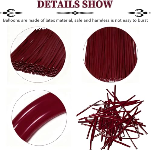 Image of Burgundy Long Balloons Premium 260 Twisting Balloons Animals Magic for Birthday Kids Wedding Party Supply 100pcs