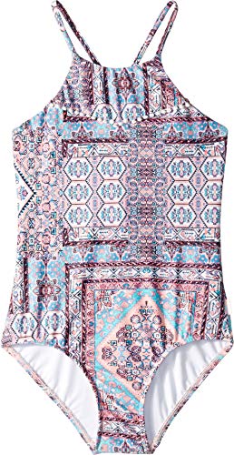 Image of Seafolly Girls' High Neck Tank One Piece Swimsuit with Criss Cross Back