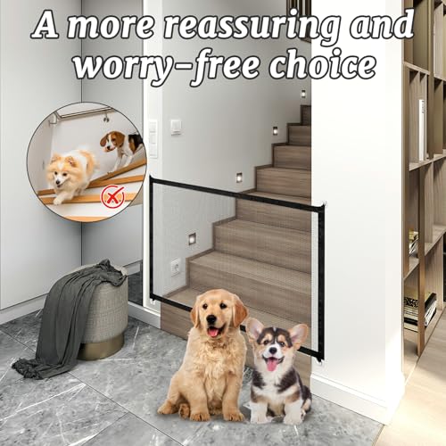 2 Stücke Absperrgitter Hund, Treppenschutzgitter Ohne Bohren, Türgitter Hunde, Türschutzgitter Ausziehbar 110x78cm, Hundeabsperrgitter für Treppen/Türen, Absperrgitter Geeignet für Innen Außenbereich
