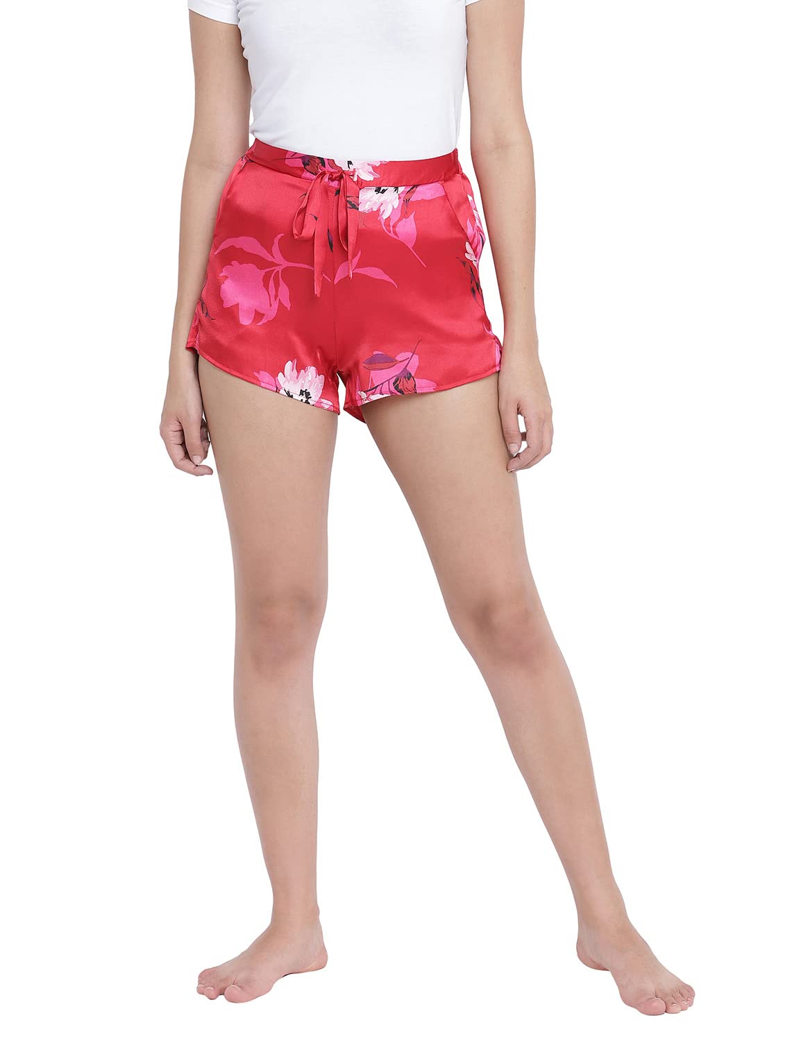 Attractive red Floral Print Women Nightwear Shorts-image-25