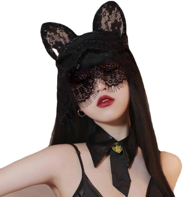Sexy Lace Women Veil Black Rabbit Ear Headwear Masquerade Holiday Parties Hollowed Mask Girlfriend Halloween Cosplay - Image 3