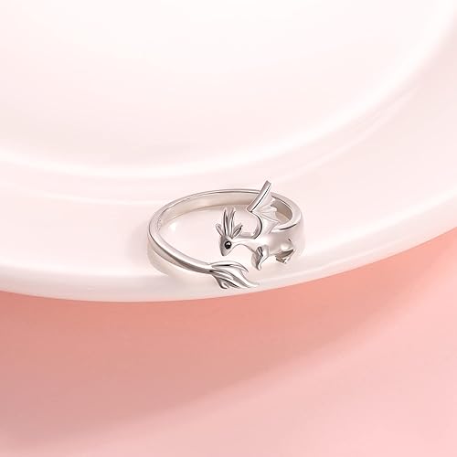 Vista 2 de 925 Sterling Silver Dragon Rings for Women - Cute Open Adjustable Dinosaur Ring Jewelry,Wrap Thumb Dragon Ring Christmas Gift for Teen