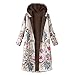 Produktbild VECDY Damen Winterjacke, Schwarzer Freitag Specials Frauen mit Kapuze Langarm Vintage Damen Fleece verdicken Mäntel Button Langen Mantel Bedruckte Kapuze mit Langen Ärmeln Hoodis Tops