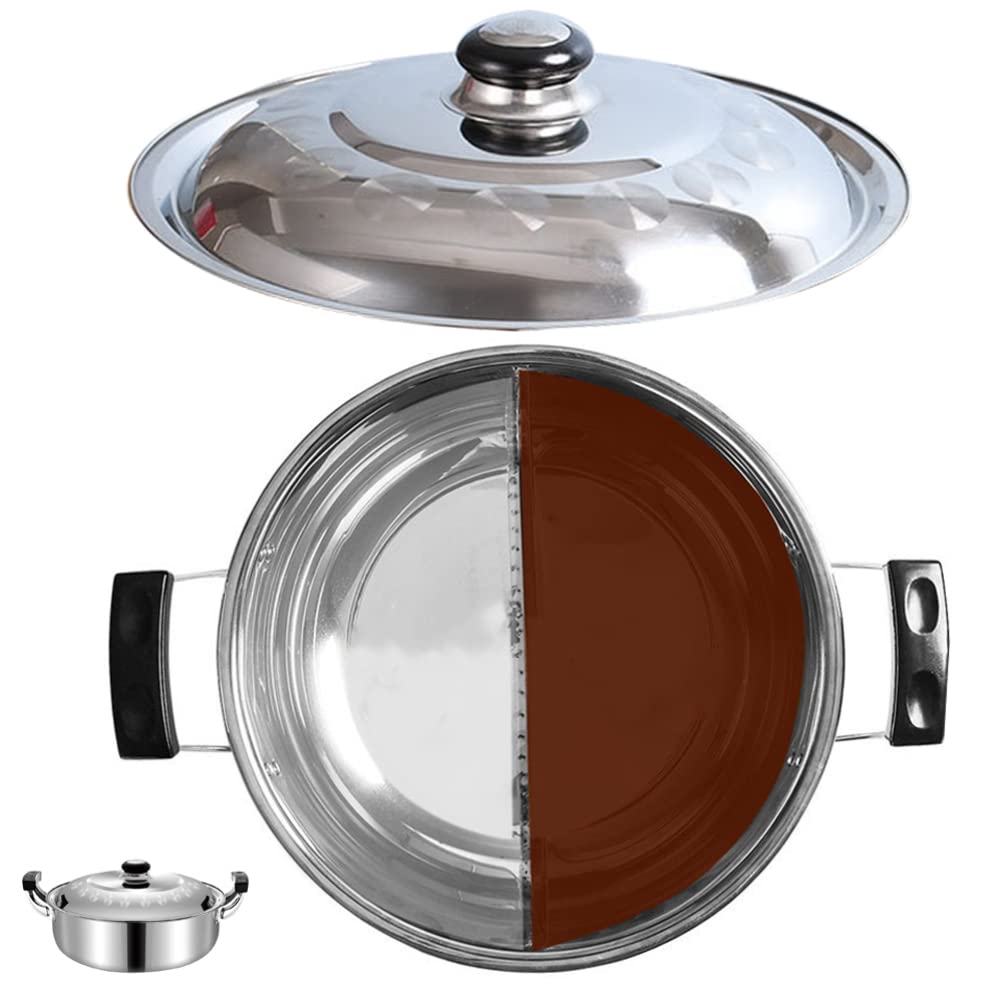 BESTonZON Olla Caliente Divisor de Acero Inoxidable Multifuncional, Resistente al Óxido y Fácil de Limpiar, para Cocinar Dos Sabores en Casa