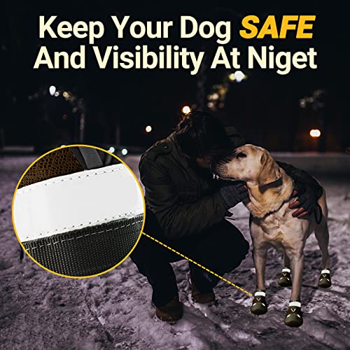 Dog Shoes For Small Medium Dogs: Large Dog Boots & Paw Protectors For Hot Pavement Winter Snow, Outdoor Walking 4Pcs Dog Booties, Indoor Hardfloors Anti Slip Sole Dog Shoes Brown Size 4 #TOP3