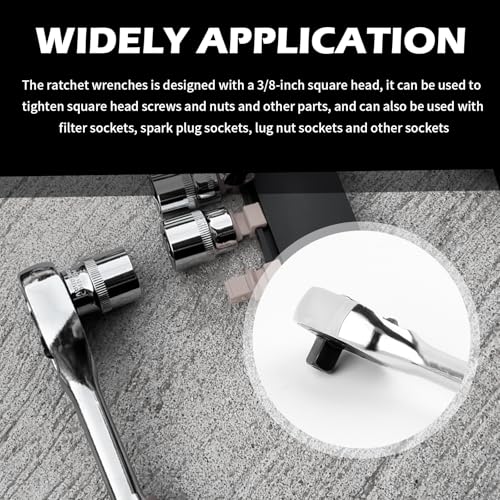Image of Salior 8 Inch Dual Direction 3 /8 Ratchet,Multi-Purpose Socket Wrench Ratchet Wrench for Filter,Spark Plug,Lug Nut Socket,Universal Quick-Release Ratcheting Wrenches Car Accessories