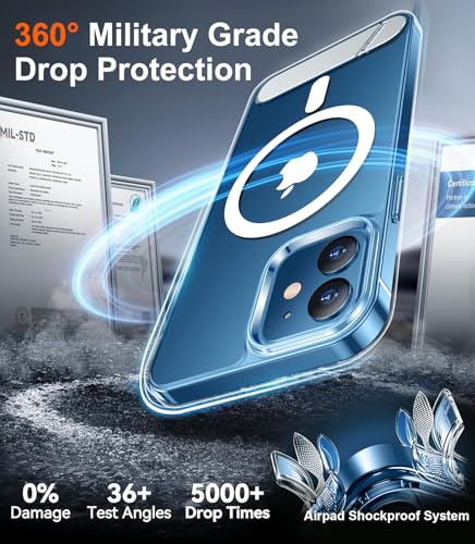 Image of Magnetic Compatible with iPhone 12 Case & iPhone 12 Pro Case, [Built-in Invisible Kickstand][Compatible with MagSafe] [Military Grade Shockproof] Slim Thin Phone Case 6.1 inch