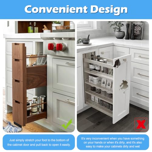 Image of NINEFOX Cabinet Foot Pull for Trash Drawer, Trash Cabinet Foot Pull, Touchless Hands Design for Full Overlay Cabinet Door, with Screws, Double-Sided Adhesive Tapes