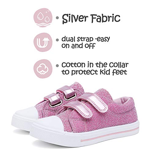 Image of KomForme Toddler Sneakers for Boys and Girls Cartoon Dual Hook and Loops Sneakers Baby Canvas Shoes | Comfortable, Lightweight