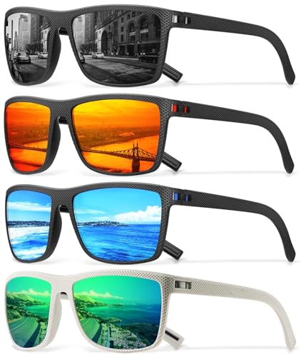 Image of Square Polarized Sunglasses for Men Vintage Style Driving Travel Sun Glasses Lightweight Frame UV Protection Eyewear