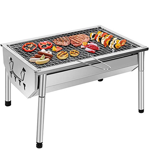 Holzkohlegrill, Tragbarer Klappgrill Standgrilll aus Edelstahl BBQ Grill Tischgrill Tisch Outdoor Rauch BBQ für Picknick Festivals Camping und