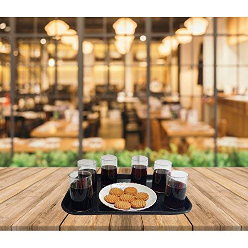 Image of Serving Tray Platter Rectangular Shape Plastic Trays for Drink Breakfast Tea Dinner Coffee Salad Food for Dinning Table Home Kitchen 12x16 Inches Black