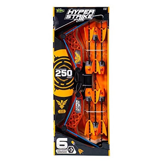 Zing HyperStrike Bow and Foam Arrows, Clear Orange, with an Incredible Range of Over 250ft. Great for Long Range Outdoor Play with Friends and Family. The Hyperstrike Bow is Perfect for Safe Fun!