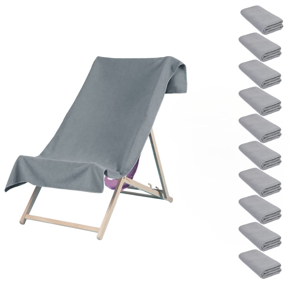 Brentfords Charcoal Grey Beach Towel Holiday Essentials, Pack Of Beach Towels For Adults Quick Dry Towel Swimming Pool Gym Yoga Microfibre Towel Large Sand Free, Set Of 10