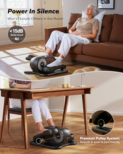 Image of MERACH Under Desk Elliptical Machine, Leg Exerciser While Sitting for Seniors with 12-Speeds & Remote Control, Quiet Portable Electric Seated Pedal Exerciser Machine for Home Office