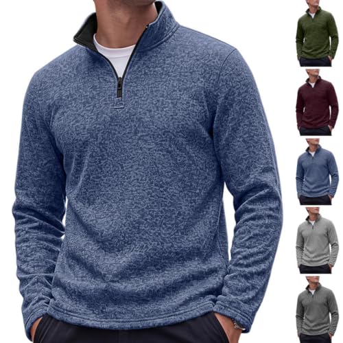 Elneeya 1/4 Zip Pullover Mens Fleece Textured Fashion Fall Sweatshirt - image 1
