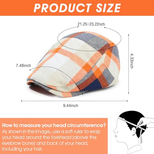 Image of 3Pcs Men's Newsboy Caps Cotton Cooling Hat Adjustable Flat Cap for Men