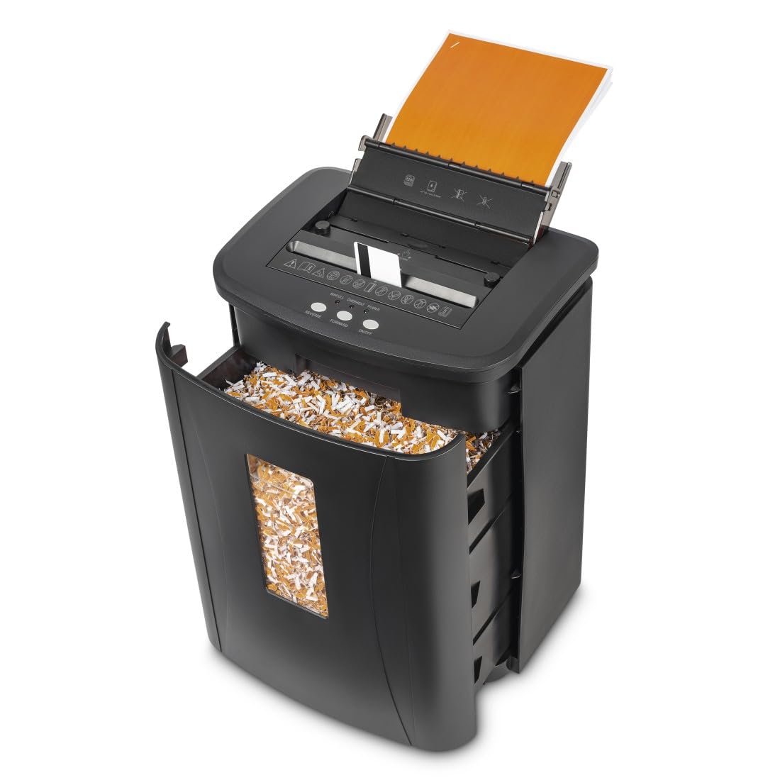 Hama Trituratore Carta Distruggidocumenti Carta Graffe, 120 fogli A4 alla volta, Sicurezza On/Off Auto, LED Overload Overheat, Funzione Indietro, Cestino 25L, Sicurezza P5 T5 E3, Nero
