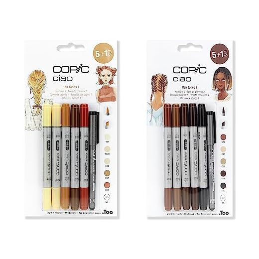 Copic Ciao - Rotuladores de colores - Paquete 5+1, retrato 1 y 2 juegos temáticos, para arte y manualidades, colorear, gráficos, resaltador, diseño, anime, profesionales y principiantes, suministros