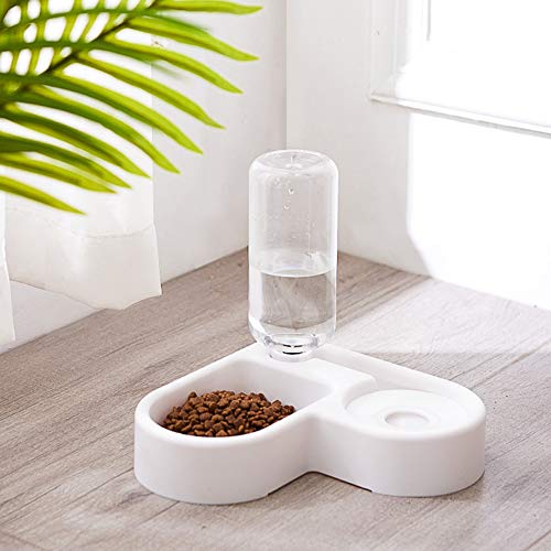 Haokaini Pets Automatic Water Feeder Heart Shaped Pets Feeding Bowl for Small Dogs Cats