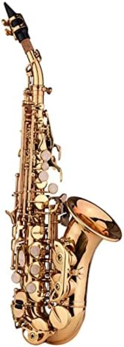 Mini saksofon sopranowy Bb – materiał mosiężny, wykończenie złotym lakierem, instrument dęty drewniany z futerałem, rękawiczki, ściereczka do czyszczenia, szczotka, trzcina, saksofon