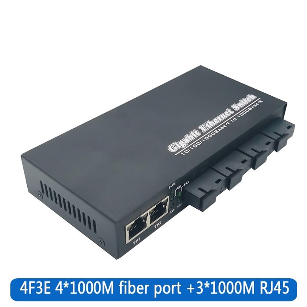 Convertisseur de Média Optique 1000M 4 SC vers 3 RJ45 Gigabit Fibre Optique Transceiver 2A&2B Ports 1310nm/1550nm Commutateur Prise UE