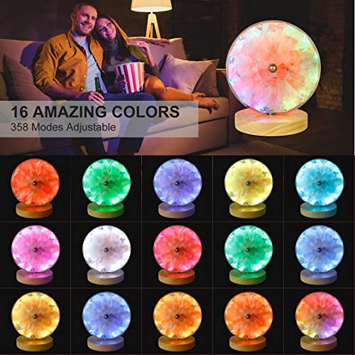 Shineled Usb Himalayan Salt Lamp, Rgb Led Salt Lamp With Remote Control, Ferris Wheel Colorful Light Effect Salt Rock Lamp With Wooden Base For Living Room, Desk, Bedroom, Office, Yoga, And Gift #TOP1