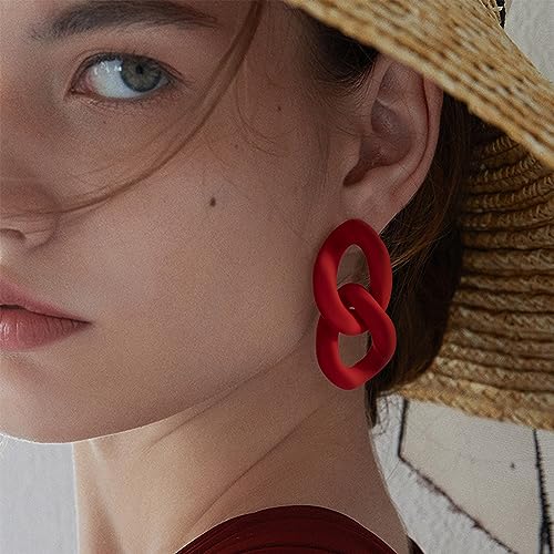 SELOVO Summer Earrings Rectangle&Link 2 Pcs Earrings Set Geometric Statement Acrylic Twist Dangle Earrings3