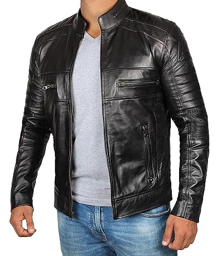 Brown Leather Jacket Men’s - Cafe Racer Real Lambskin Leather Biker Jacket2