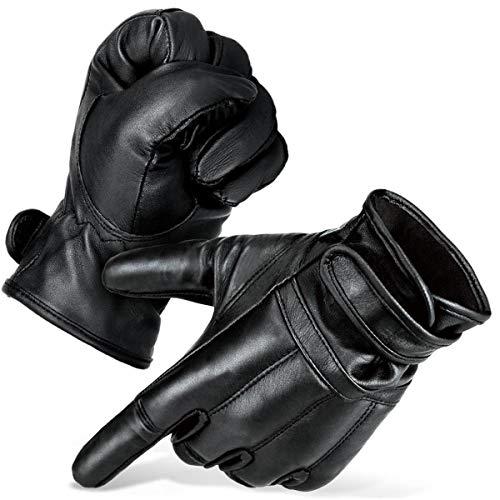 BlackSnake 1 par de Guantes Security de Arena de Cuarzo Defender Uso Guantes de Cuero auténtico, Schwarz/Fleecefutter