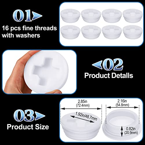 Yulejo Bung Caps 2'' Fine And Coarse Thread With Gasket Poly Buttress Drum Bung Hole Cap For Most 15, 30 And 55 Gallon Plastic Drum (32 Pack) #TOP3