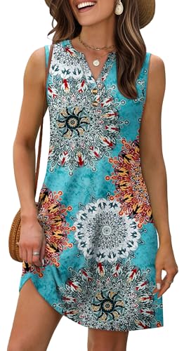 Image of XIEERDUO Summer Dresses for Women 2026 Beach Vacation Clothes V Neck Button Sundresses with Pockets