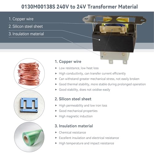 0130m00138s 240v to 24v transformer compatible with goodman amana 40va furnace transformers hvac parts replaces b1141643 b11416-43 pf40224 l38264 208240v to 24v furnace transformer class 2 control