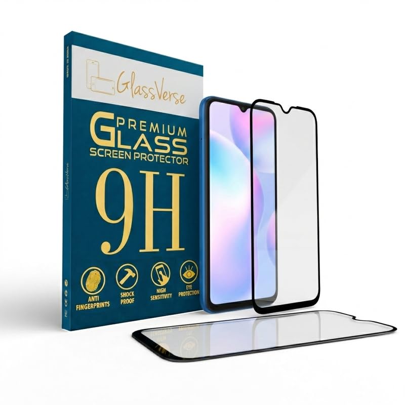 Image of GlassVerse SuperD Oleophobic Tempered Glass For Redmi 9i Sport (Pack Of 2) with Free Installation Kit Full screen Coverage Free Replacement If Received Damaged - 6.53 inch