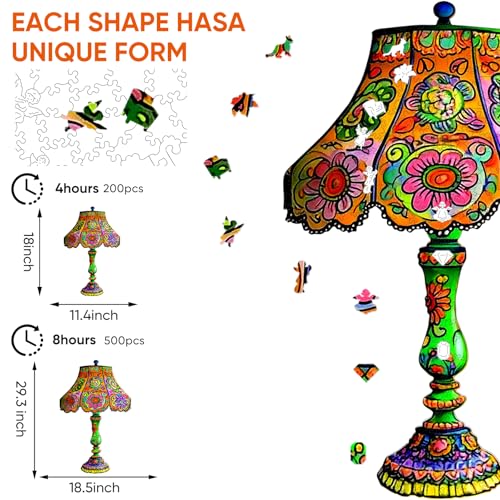 Qiuenisray Puzzles de Madera para Adultos 500 Piezas, Rompecabezas de Mesa con Lámpara, Puzzles de Forma Única, Creativo de Madera Irregular, Regalo para Adultos y Juego Familiar miniatura 2