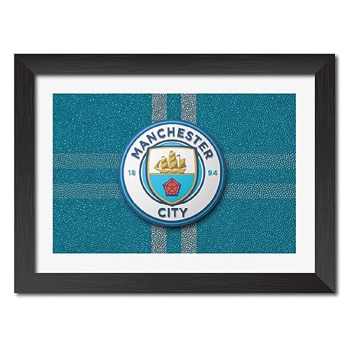 Image of TenorArts City Football Club Poster 3D Leather Textured Logo Laminated Photo Frame Painting with Matt Finish Black Textures(12 inches x 9inches)