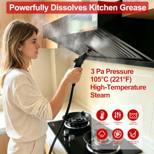 Image of Steam Cleaner, Portable Pressurized Steamer for Cleaning with 14pcs Accessories, 6-Level Adjustable and 15s Heat-Up, Handheld Steam Cleaner for Home, Tile, Dirt, Grout, Grease, Car Detailing (Gray)