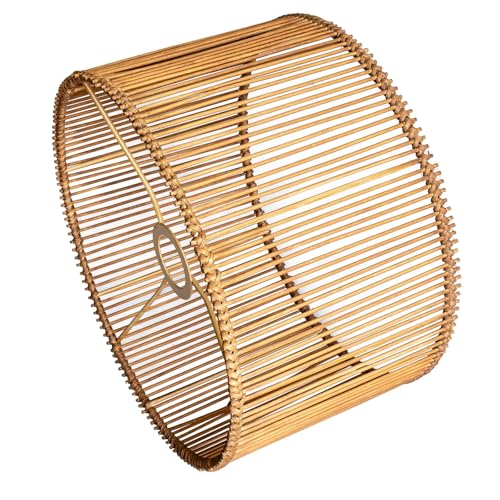 Pantalla de bambú natural para lámpara colgante, de pie o mesa, boho, 30 cm de diámetro