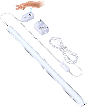 LED Under Cabinet Lighting 20In Kitchen Under Counter Lights Strip Dimmable Touchless with Manual Sensor,Undercounter Light Bar Plug in,4000k Natural White for Display,Shelves,Workbench,Desk,1pcs