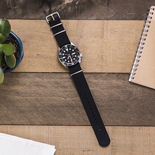 Benchmark Basics Nylon Watch Band - Waterproof Ballistic Nylon One-Piece Military Watch Straps For Men & Women (22Mm, Black) #TOP3