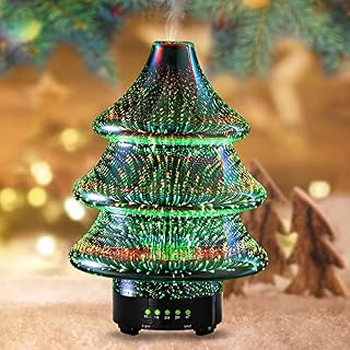 Essential Oil Diffuser Cool Mist Aroma, 3D Glass Fireworks Aromatherapy Diffuser, Ultrasonic Humidifier,Waterless Auto Shut-Off for Home Office Yoga SPA