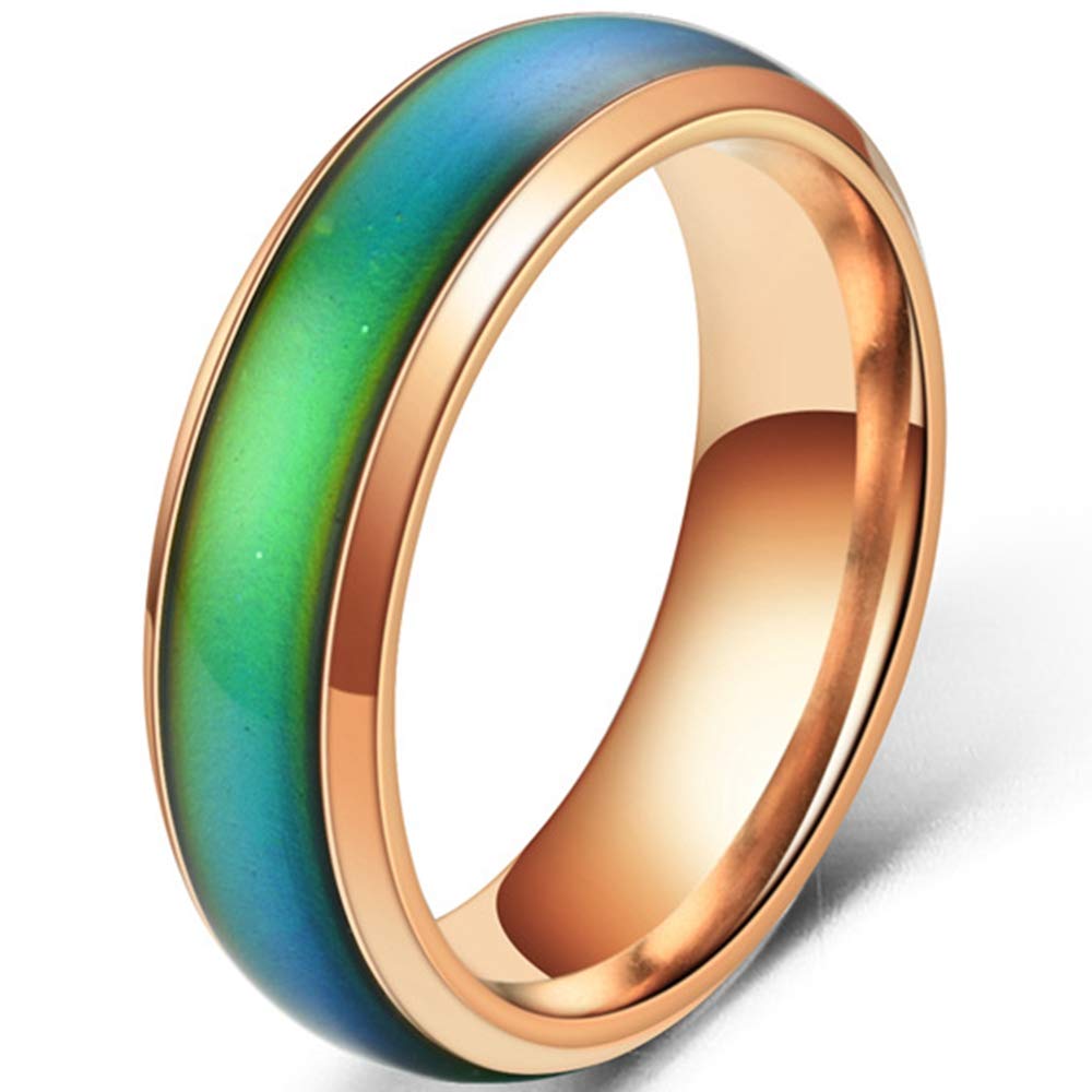 Jude Jewelers 4mm Stainless Steel Temperature Sensative Color Changing Wedding Band Mood Ring
