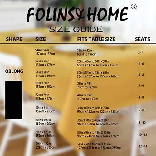 Image of FOLINS&HOME Gold Rectangle Tablecloth, 90 x 132 Inch Waterproof Table Cloth