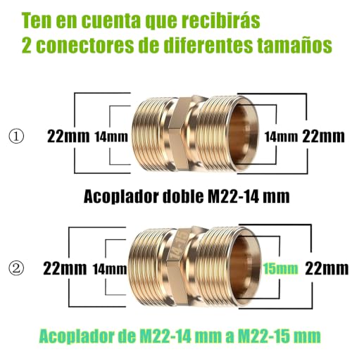 Miniatura 2 de Manguera De Lavado De Alta Presión, 10m M22 Manguera De Extensión De Lavado A Chorro, 2000 Psi Manguera De Repuesto Con Conector De Rosca Macho M22 Compatible Con Conexión Estándar Karcher M22-14
