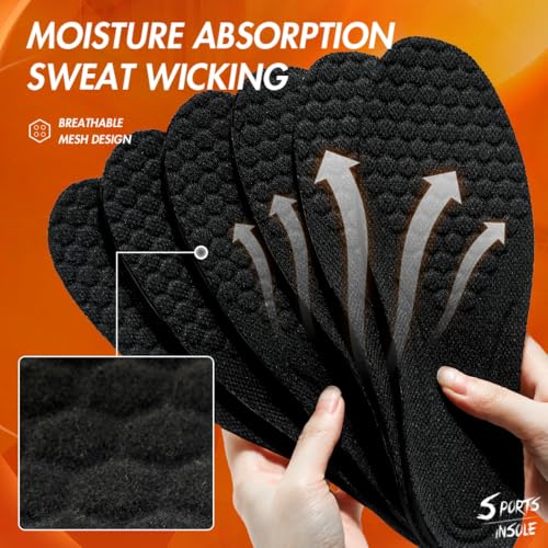Image of XINIFOOT 3 Pairs Premium Comfort Shoe Replacement Insole, Shock Absorption Elastic Cushion Inserts, Breathable Shoe Inner Soles for Men (New Black)